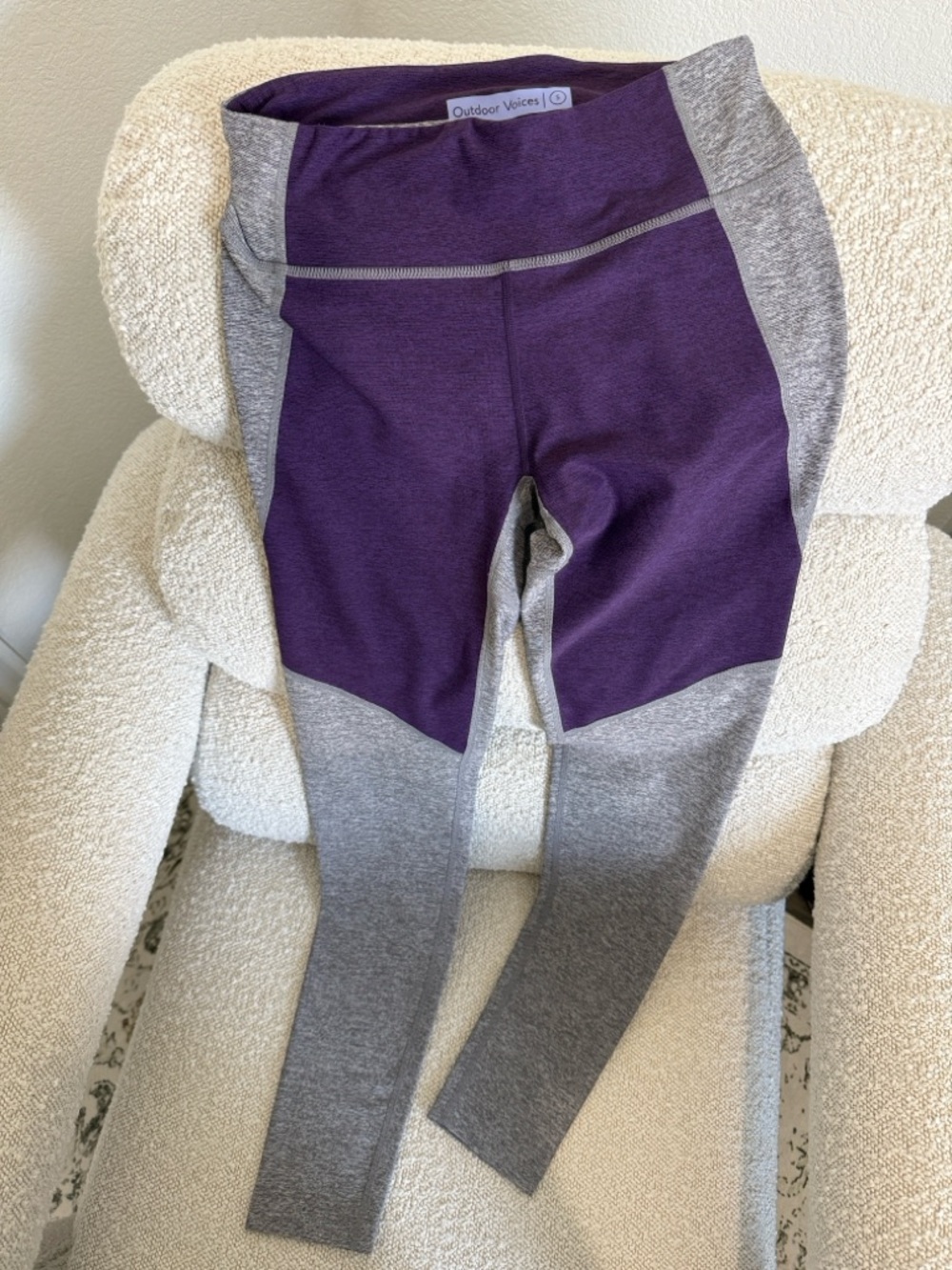Outdoor Voices Purple and Gray Colorblock Leggings. Size S.